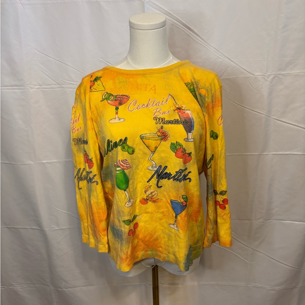 Cactus Y2K Cocktail‎ Graphic Long Sleeve Top – Size XL